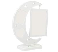 Toyvian Moon Star Siamese Photo Frame Set, 6-inch and 3-inch White Tabletop Picture Holder, Cartoon Style Desktop Photo Frame for Home Décor