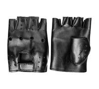 Toyvian Motorcycle Gloves Comfortable and Sweatfree Half Finger Black Pu Leather Perforated Design with Touchscreen Access and Adjustable Hook and Loop Closure for Men for Biking