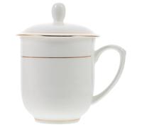 Toyvian Multi-Function Ceramic Coffee Mug with Lid Wear-Resistant Milk Cup for Home Office Use Smooth Surface Hot Beverage Cup for Tea Soup Juice Practical Everyday Accessory