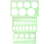 Toyvian Multi-Purpose Drawing Templates Set in Circle, Ellipse, and Square Shapes 3 Pcs with Scale Pattern, Abs Plastic Geometric Rulers for Student Art Design and Network Technique