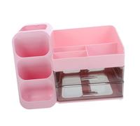 Toyvian Multifunctional Pink Makeup Organizer with Sectioned Storage Trays Sturdy Cosmetic Case for Skincare and Perfume Stable Countertop Storage Box for Bedroom Bathroom Vanity