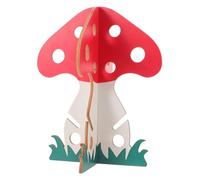 Toyvian Mushroom Shaped Bunny Hay Feeder Rack Wooden Red for Rabbits