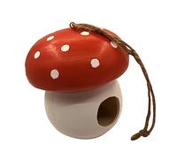 Toyvian Mushroom Shaped Resin Bird Feeder Large Decorative Wild Bird Food Dispenser Hanging Outdoor Garden Feeder for Backyard and Tree Branches
