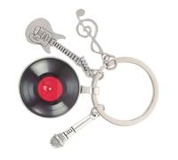 Toyvian Music Themed Backpack Charm Lightweight Metal Keychain with Vinyl Record Microphone Note for Piano Players Composers Graduation Music Students and Graduates