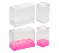 Toyvian Nail Drill Bits Storage Box with Display Function 4pcs with Multiple Compartments Plastic Manicure Tool Holder and Easy to Clean, Elegant Design Organizer for Nail Studio