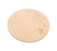 Toyvian Name Sign Birth Announcement for Handcrafted Wooden Round Commemorative Plaque Khaki Creative Elegant Design for Milestone Shoots and Home Display