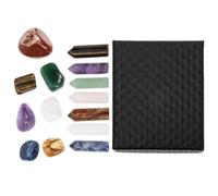 Toyvian Natural Amethyst Hexagonal Crystal Pillars Set 14 Pieces Irregular Multi-Function Chakra Stones Portable Meditation Energy Supplies Box
