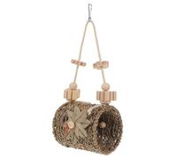 Toyvian Natural Rattan Hanging Parakeet with Beads Shredded Foraging Tunnel for Bird Cage Exercise and Entertainment for Budgies Cockatiels and Caged Birds