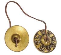 Toyvian Nepal Brass Handmade Cymbal Bell Antique Style Meditation Chime for Yoga and Religious Ceremonies Tibetan Percussion Instrument Engraved Design