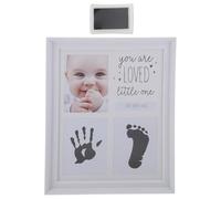 Toyvian Newborn Hand & Footprint Picture Frame Kit - Baby Keepsake Ink Pad & White Photo Frame