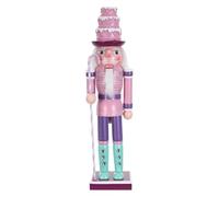 Toyvian Nutcracker, with Wooden Cane Candy Figurine Soldier Staff Cake Topper Candy Head Decorative and Resistant to Fading, Pink Festive Nutcracker Ornament for Holidays and Table