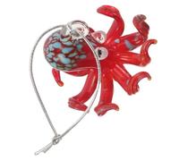 Toyvian Octopus and Versatile Delicate for Textures Placement Glaze or Glass Ornament 1.8 Inch Red Cartoon Figurine, Miniature Sculpture with Colorful Ocean Desk Room