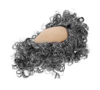 Toyvian Old Man Bald Cap with Realistic Curly Grey Synthetic Wig Hairpiece, Fluffy Short Halloween Party Wig for Men Balding Cosplay and Costume