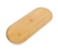Toyvian Oval Bamboo Vanity Tray for Bathroom and Bedroom Countertop Smooth-edged Jewelry and Perfume Organizer with Capacity for Makeup Keys Candles and Daily Sundries Storage