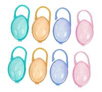 Toyvian Pacifier Carrying Case 8pcs Plastic Pacifier Holder Box Handle Design Small Molar Toys Easy to Clean Storage Container Suitable for Travel Home Use by New Moms Random Color