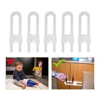 Toyvian Pack 4 U-Shaped Adjustable Child Safety Cabinet Latches No Drilling Fits D Mushroom Handles Childproof Sliding Door Closet Lock Baby Proofing Anti-Pinch Protection