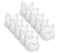 Toyvian Pack of 10 Cat Mask Animal Mask Halloween for Adults White Cat Hand Painted Face Mask Animal Party Cosplay Costume