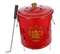 Toyvian Paper Burner Bucket Enamel Incinerator Bin with Lid for Efficient Burning of Paper and Garden Waste Durable and Safe Design for Use Bright and Smooth Finish