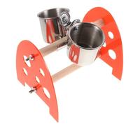 Toyvian Parakeet Water Dispenser for Cage with U-shape Plastic Perch and Orange Clip-on Food Cup Bird Feeder Station Suitable for Parrot and Small Birds