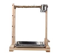 Toyvian Parrot Stainless Steel Food Box with Medium Sichuan Pepper Training Ladder for Pet Birds Educational Rack for Chewing and Playground Natural Wooden Perch for Parakeets and Budgies