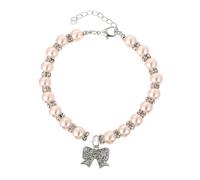 Toyvian Pearl Pet Necklace Alloy Bowknot Fashionable Dog Necklace for Cat Ribbon for Dogs Accessories