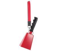 Toyvian Percussion Cowbell Red Metal Hand Percussion Cowbells Modeled after A Soccer Ball Unique Style Loud Tone Cheering Supplies with Cloth Wrist Strap for Sporting Competitions