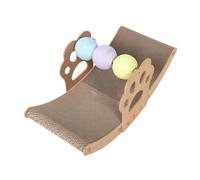 Toyvian Pet Boat Shaped Rocking Bed for Cats with Colorful Balls All Season Cat Scratcher Lounge and Resting Area for Kittens Scratch Resistant Board for Play and Claw Grinding
