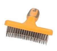 Toyvian Pet Grooming Brush Double Row Teeth Dematting Rake for Dogs and Cats Ergonomic Non-slip Handle Shedding Comb for Hair Removal and Massaging Comfortable Anti-skid Tool for Long Hair