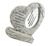 Toyvian Pet Memorial Stone with Wind Chimes Heart Shaped Grave Marker for Dogs and Cats Indoor Outdoor Memorial for Pet Loss Commemorate Your Beloved Friend