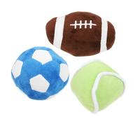 Toyvian Pet Plush Chew Tennis Ball Set for Dogs and Cats Soft Puppy Activity Toys Mini Plush Soccer Football and Rugby Balls for Indoor Play