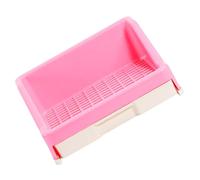 Toyvian Pet Rabbit Toilet Drawer Potty Tray Box with Splash Guard Pink Plastic Litter Pan for Guinea Pig Ferret Cage Accessories Small Animal Toilet