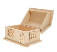 Toyvian Pine Wood Storage Box House-Shaped Desktop Organizer Multifunctional Wooden Trinket Holder 16.5x13.8x11.5cm for Jewelry and Small Item Storage