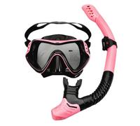 Toyvian Pink Swimming Goggles and Breathing Tube Set with Silicone Material, Single Window Design, Increased Comfort, and Unidirectional Drainage Holes for Snorkeling and Diving