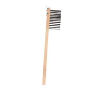 Toyvian Pizza Oven Brush with Ergonomic Wood Handle and Removable Wire Scraper Heavy-duty Outdoor Oven Cleaning Tool for Stubborn Grease Versatile Grill and Kitchen Surface Scrubber Beige