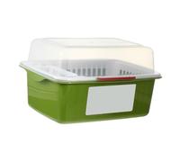 Toyvian Plastic Milk Bottle Draining Box with Dustproof Clamshell, Multifunctional Kitchen Storage Rack for Baby Bottles and Bowls, Green Plastic Organizer for Travel and Household Use