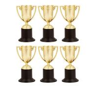 Toyvian Plastic Trophy Student Sports Award Cup for Competition Rewards Mini 4 Inch Small Gold Trophy for Kids Party Prizes Set of 6