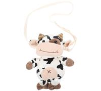 Toyvian Plush Cow Shape Backpack for Girls, Cute Black Plush Shoulder Bag with Adjustable Straps, Casual Animal Backpack for School and Travel Random Color