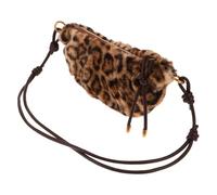 Toyvian Plush Leopard Print Shoulder Bag for Women with Adjustable Strap, Crescent Shape, Cozy Touch, Versatile Carrying Options, for Urban Lifestyles and Winter Seasons