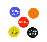 Toyvian Poker Buttons Set 5 Pieces Little Blind Big Blind Missed Kill and Reserved Chips for Texas Holdem Poker Games Tournament and Night Table Accessories 1.18 in