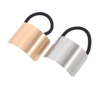 Toyvian Polished Alloy Hair Ties Ponytail Holders 2pcs with Elastic Rubber Bands Simple Design to Hold Hair and Keep in Place for Women