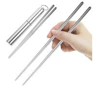 Toyvian Portable 304 Stainless Steel Folding Chopsticks Set - Reusable Collapsible Travel Utensils with Storage Case - Dishwasher Safe Metal Chopsticks for Camping, Office & Sushi