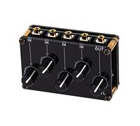 Toyvian Portable 4-channel Stereo Line Mixer Mini Audio Mixer with Highest Sound Quality and Battery-free Operation Compact System for Home Audio and Studio Recording
