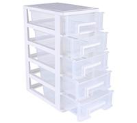Toyvian Portable 5-Layer Transparent Drawer Storage Cabinet 12.36X8.31X5.98 Inches Multifunctional Desktop Organizer for Office Study Living Room Sundries Holder
