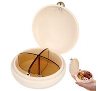 Toyvian Portable Pill Box with Four Compartments for Small Jewelries and Medicine, Made of Abs and Silicone, Easy to Store for Travel or Home Use, Beige Zippered Pill Case Organizer