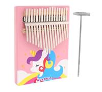 Toyvian Portable Pink Kalimba Thumb Piano Key Solid Wood Finger Piano for Beginners Musical Instrument Family Classroom Outdoor Play