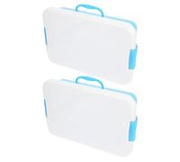 Toyvian Portable Sand Tray with Lid 2pcs Sandbox Sensory Bin Sensory Tray Fill with Water, Sand, Plastic Sand Box with Handle for Indoor Outdoor Sensory Activities Play Blue