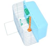 Toyvian Portable Small Bird Cage for Lovebirds Budgie Carrier with Perch Food Box Waterer Travel Cage Handheld Blue Random Color