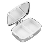 Toyvian Portable Small Pill Container with 2 Compartments, Metal Rhinestone Medicine Vitamin Holder for Daily Outings and Travel Use, Elegant Mini Medicine Storage Organizer