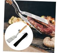 Toyvian Portable Stainless Steel BBQ Steak Tongs with Heat Resistant Clamp and Storage Bag Lightweight Multi-Function Grill Tool for Outdoor Barbecue Dining Parties and Food Serving