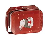 Toyvian Portable Tinplate Storage Box with Easter Festival Themed Pattern, Delicate Red Biscuit and Candy Party Favour Holder for Outdoor Activities and Travel